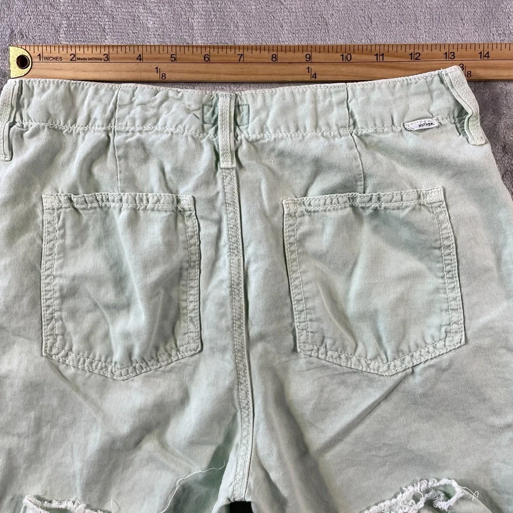 Mother Pants Women 26 Hedge Green The Shaker Chop Crop Fray‎ Straight Preppy